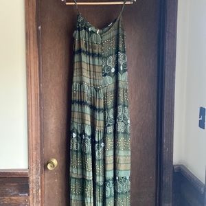 Free People Wide Leg Green Jumpsuit